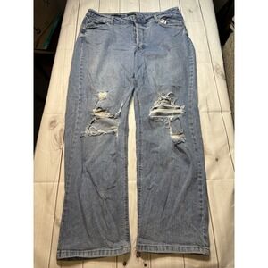 Women's Wild Fable Denim Blue Jeans Ripped Size 16 Super High Rise Straight